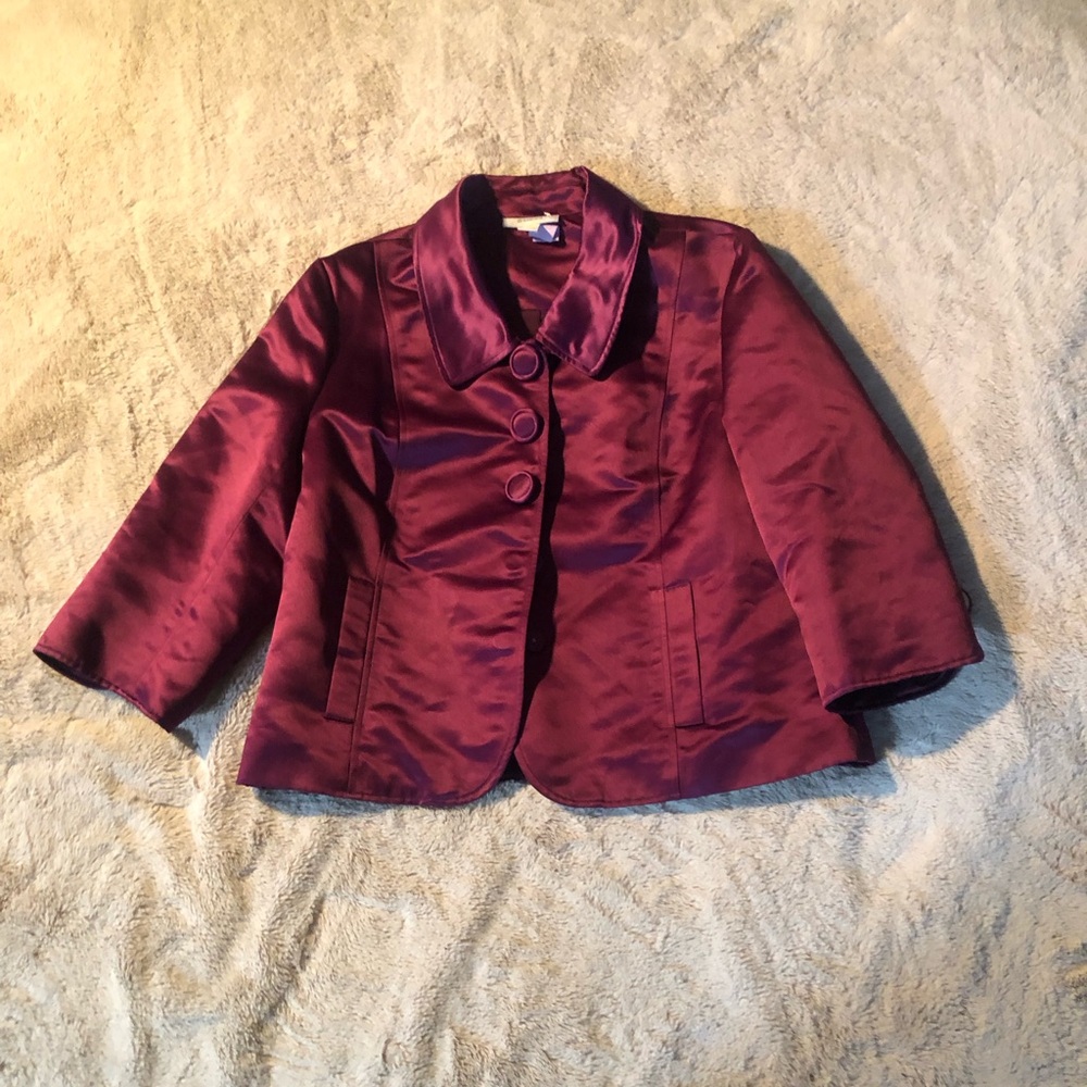 DRESSBARN Womens Large Purple Short Sleeve Collar Jacket